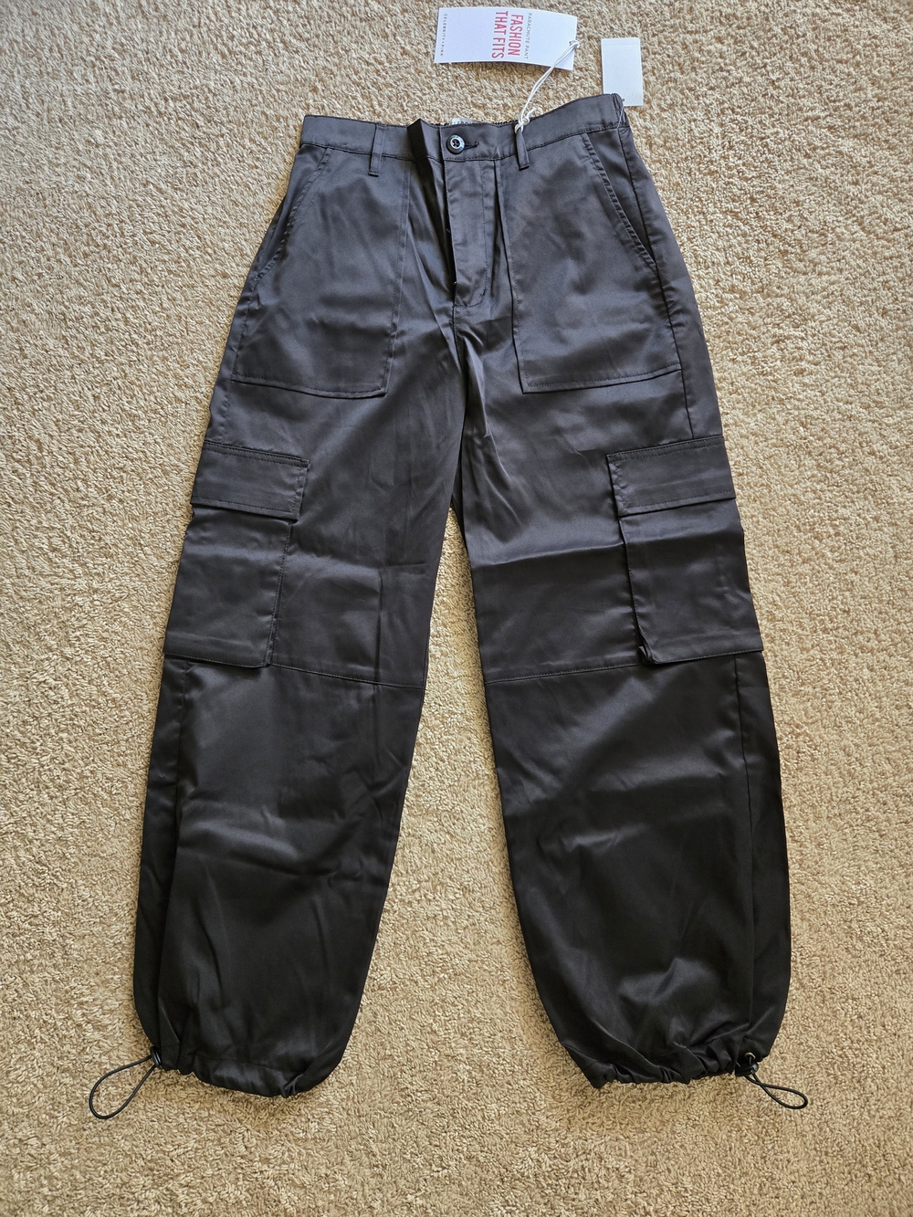Celebrity Pink Black Women's Cargo Pants with Drawstring Hems
